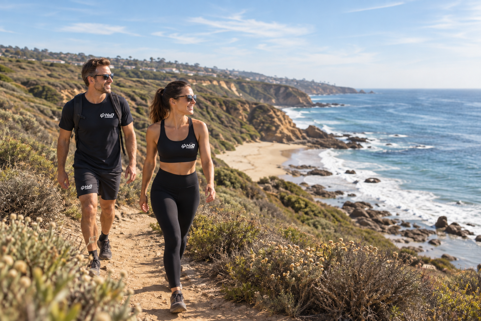 Hikers enjoying an Orange County coastal trail